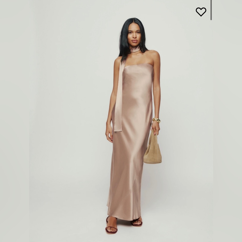 Reformation Strapless Dress in Champagne